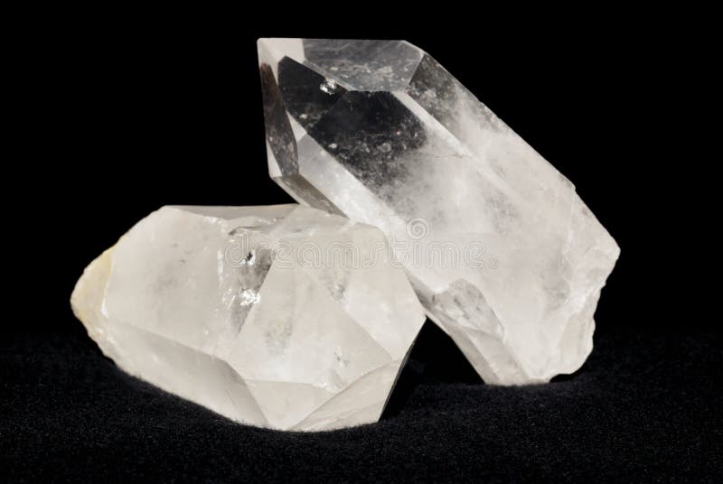 Quartz crystals on black