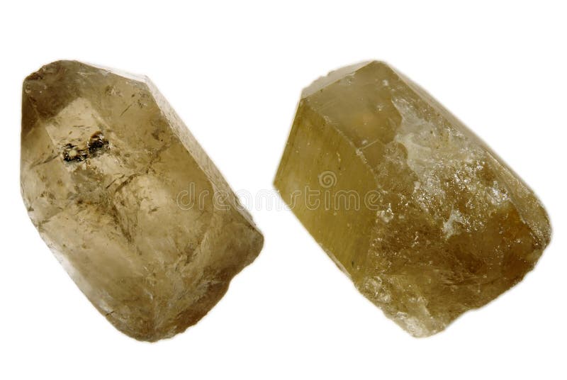 Quartz crystals isolated two different views, mineral collection