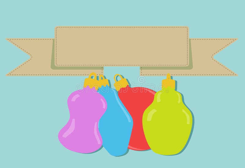 Quatre babioles de Noël avec la bannière illustration de vecteur Quatre babioles de Noël avec la bannière illustration de vecteur