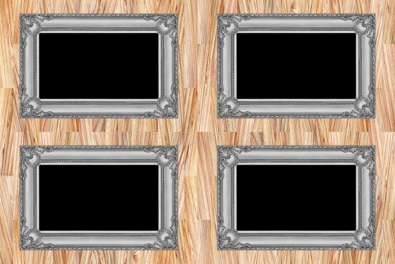 quatre cadres en bois gris sur le mur en bois moderne images libres de droits quatre cadres en bois gris sur le mur en bois moderne images libres de droits