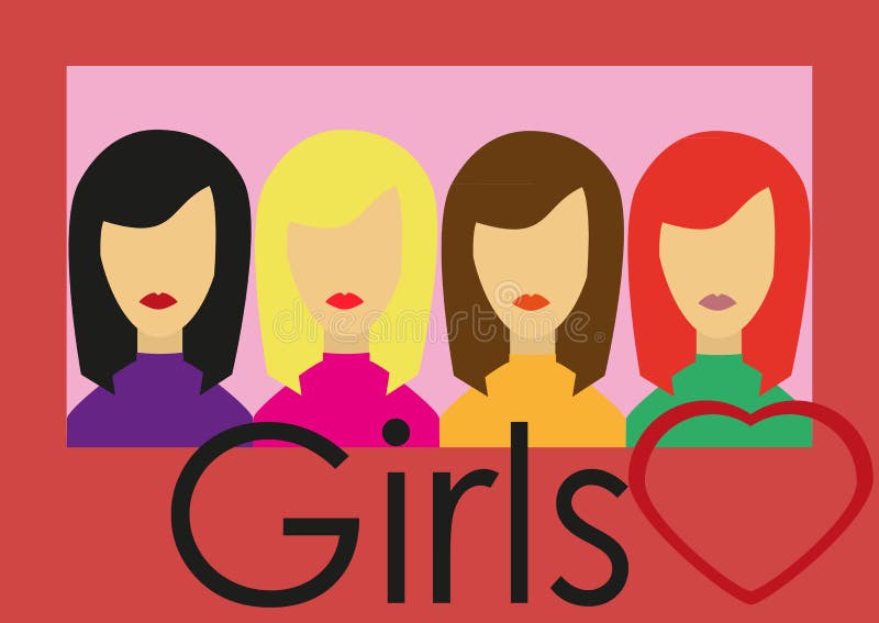 Quatre filles illustration de vecteur Quatre filles illustration de vecteur