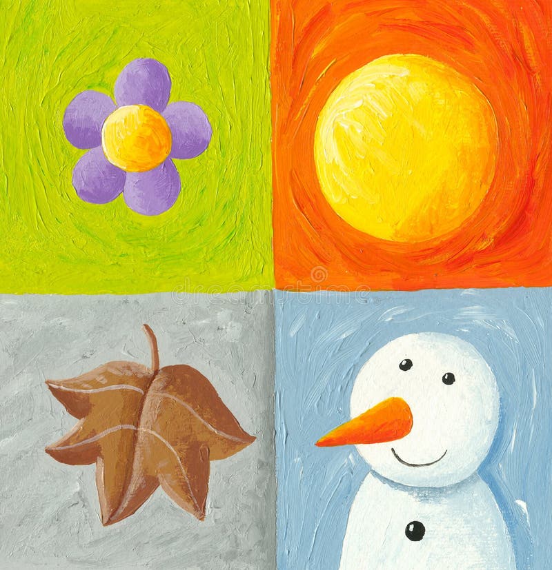 Quatre éléments de saisons illustration stock Quatre éléments de saisons illustration stock