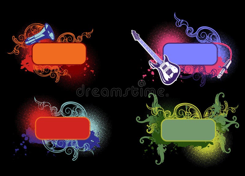 Quatro bandeiras da cor da música ilustração stock Quatro bandeiras da cor da música ilustração stock