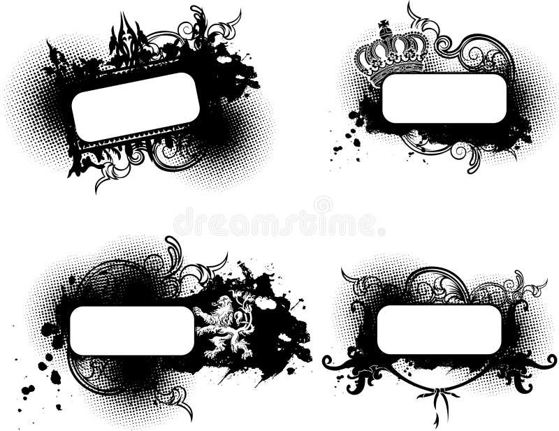 Quatro bandeiras ornamentado preto e branco. ilustração do vetor Quatro bandeiras ornamentado preto e branco. ilustração do vetor