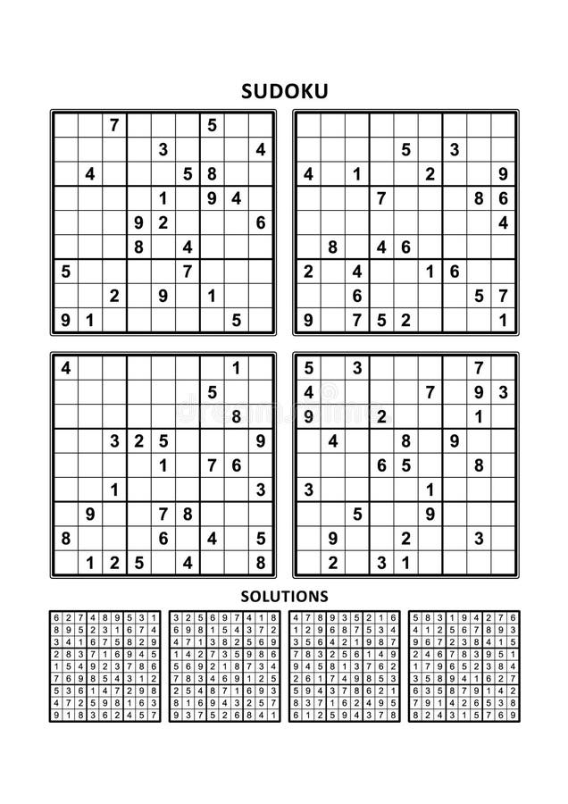 Sudoku Set Quatro Por Quatro Com a Ilustração Do Vetor De Resposta  Ilustração do Vetor - Ilustração de educacional, lazer: 256376793