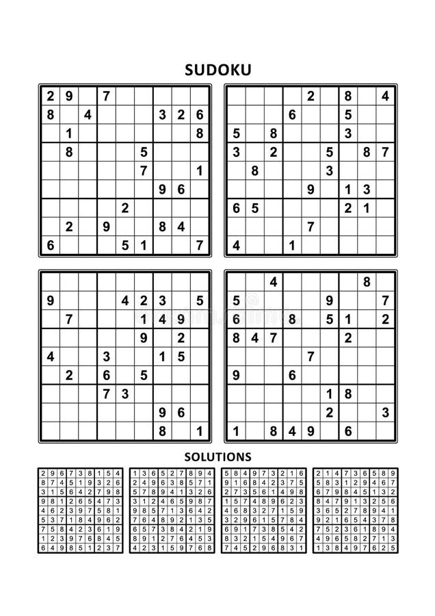 Sudoku Set Quatro Por Quatro Com a Ilustração Do Vetor De Resposta  Ilustração do Vetor - Ilustração de educacional, lazer: 256376793