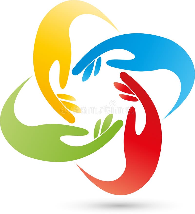 Quatro logotipos das mãos, dos povos e das mãos ilustração royalty free Quatro logotipos das mãos, dos povos e das mãos ilustração royalty free