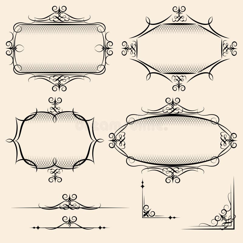 Quatro quadros elegantes do vintage do vetor ilustração royalty free Quatro quadros elegantes do vintage do vetor ilustração royalty free