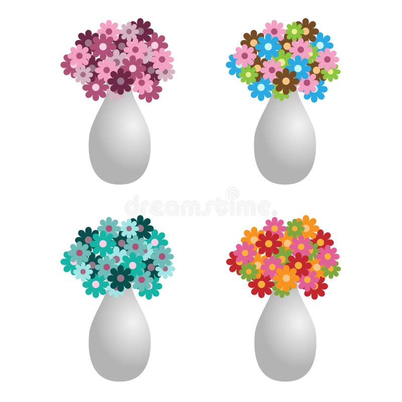 Quatro vasos com flores ilustração royalty free Quatro vasos com flores ilustração royalty free