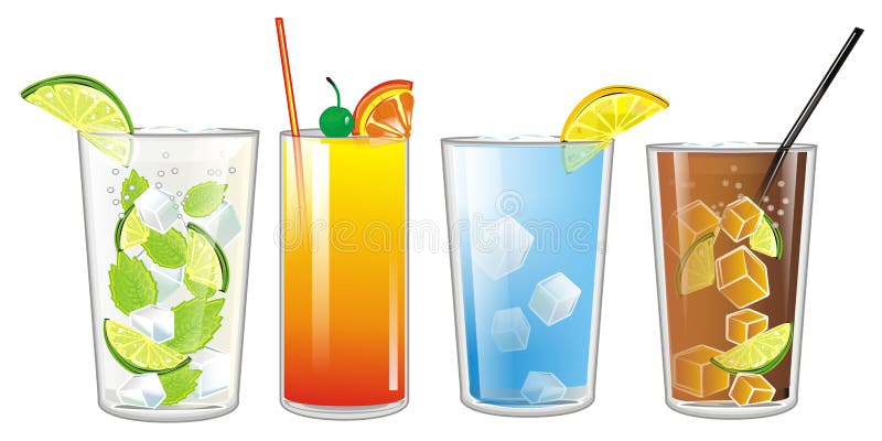 Quattro cocktail colorati royalty illustrazione gratis