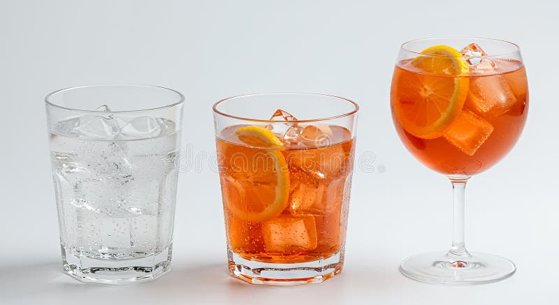 Quattro cocktail di aggiornamento : Vodka Soda Gin Fizz Aperol Spritz e Paloma illustrazione di stock