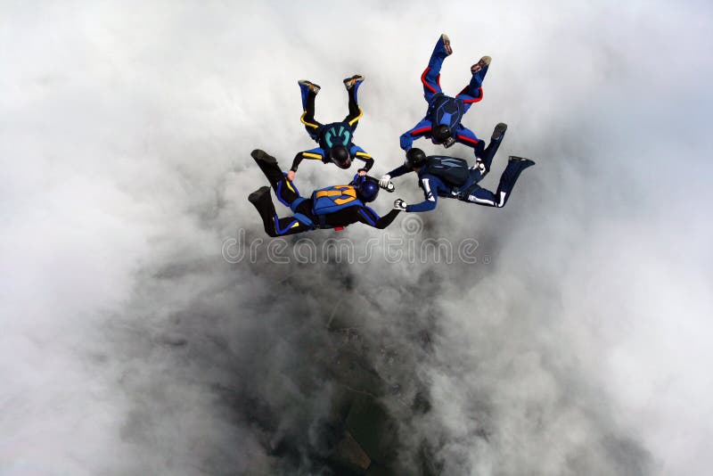 Quattro Skydivers fotografia stock Quattro Skydivers fotografia stock