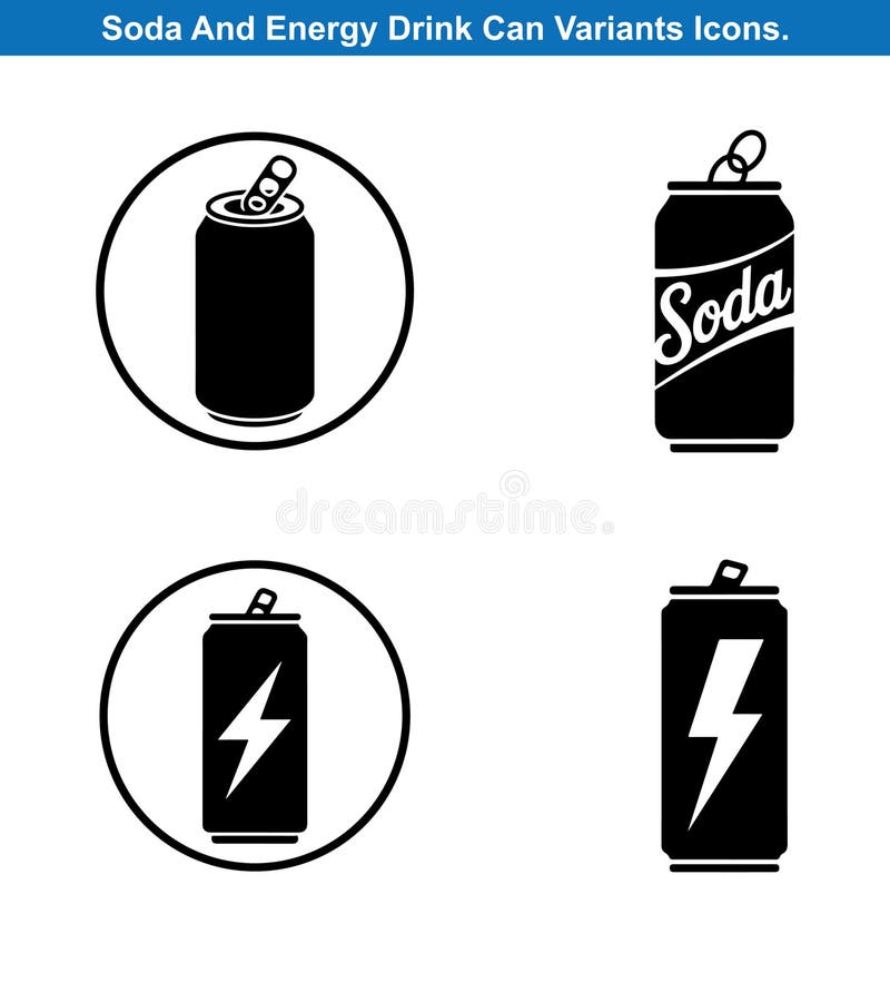 Quattro Soda E Una Bevanda Energetica Possono Vector Silhouette Set illustrazione vettoriale