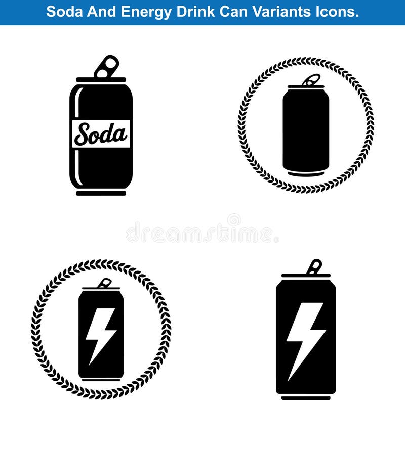 Quattro Soda E Una Bevanda Energetica Possono Vector Silhouette Set royalty illustrazione gratis