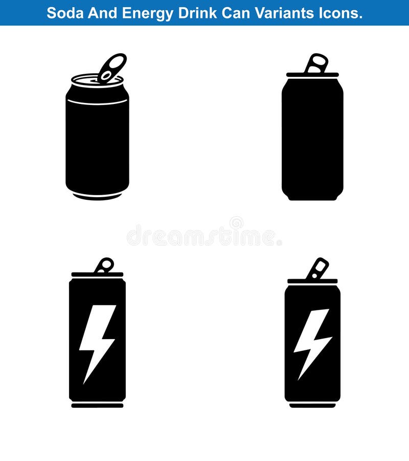 Quattro Soda E Una Bevanda Energetica Possono Vector Silhouette Set illustrazione di stock