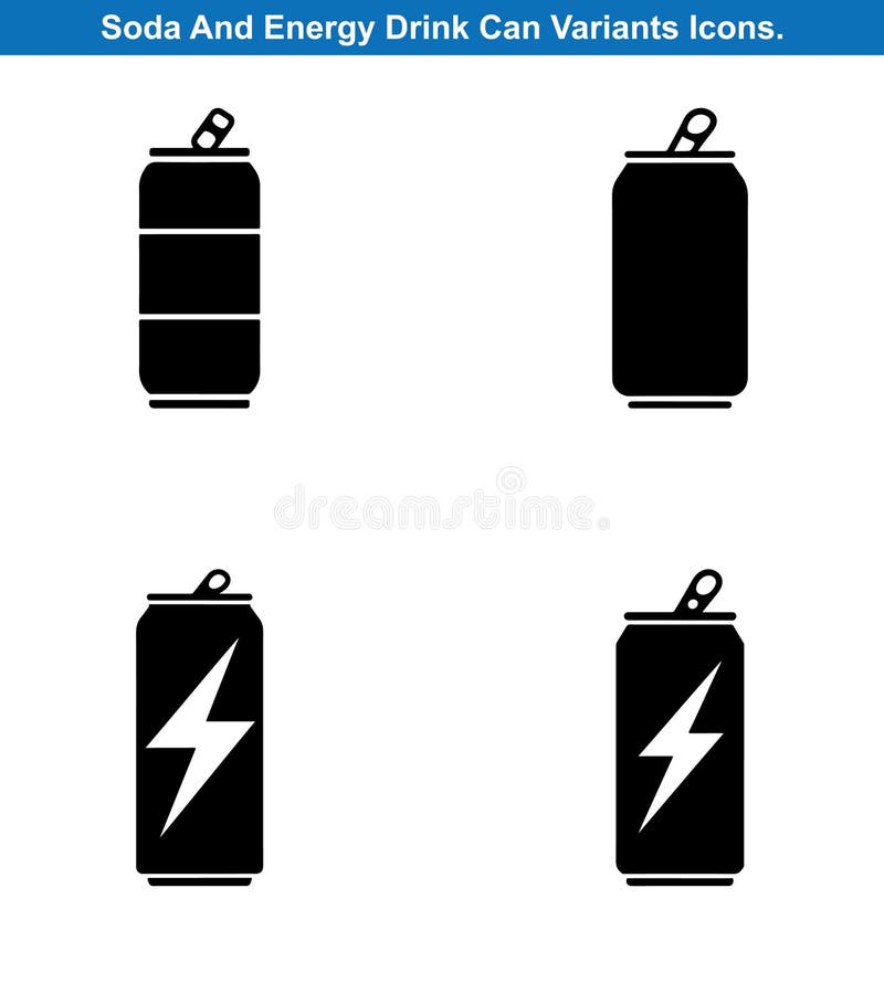 Quattro Soda E Una Bevanda Energetica Possono Vector Silhouette Set. con fondo bianco