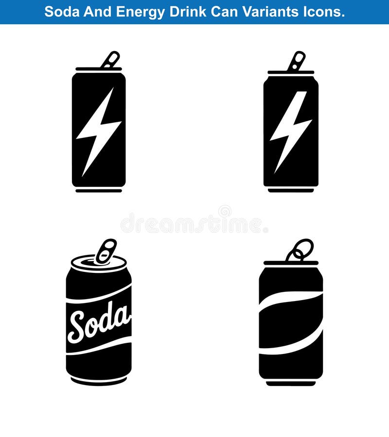 Quattro Soda E Una Bevanda Energetica Possono Vector Silhouette Set royalty illustrazione gratis