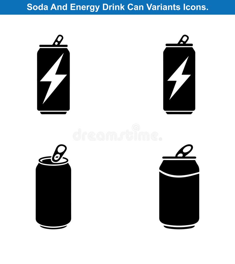 Quattro Soda E Una Bevanda Energetica Possono Vector Silhouette Set illustrazione di stock