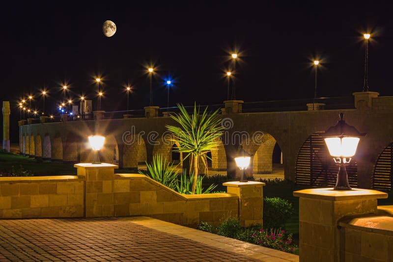 Quay resort of Hurghada at night stock photography