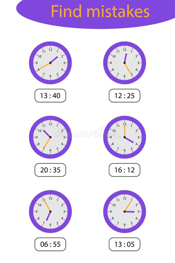 Que Horas São Os Jogos Com Relógios Para Crianças, Atividades Educativas  Divertidas Para Crianças, Tarefas Educacionais Para O Des Ilustração Stock  - Ilustração de escola, estudo: 176277673