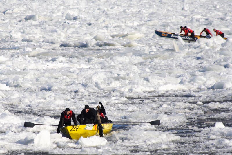 Quebec Carnival Ice Canoe Race Editorial Stock Photo Image of
