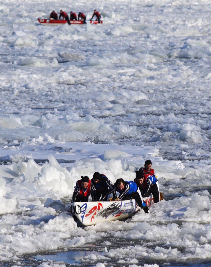 Quebec Carnival Ice Canoe Race Editorial Image Image of canoe