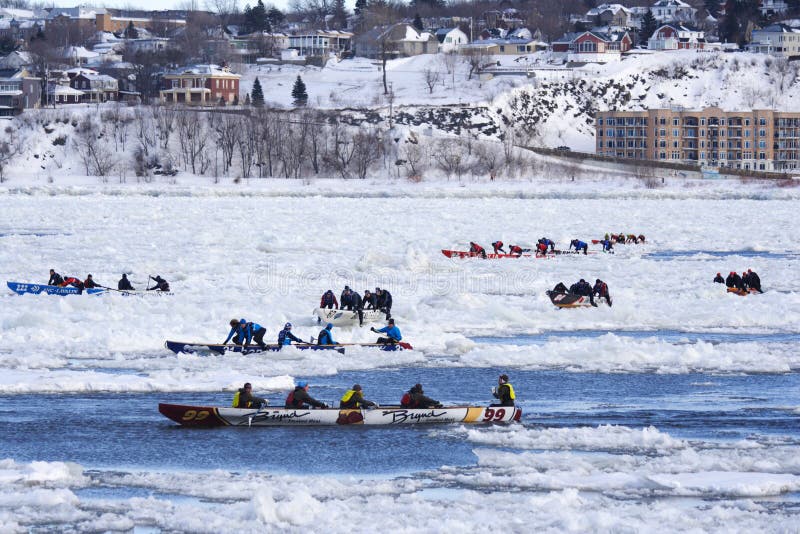 Quebec Carnival Ice Canoe Race Editorial Stock Image Image of boat