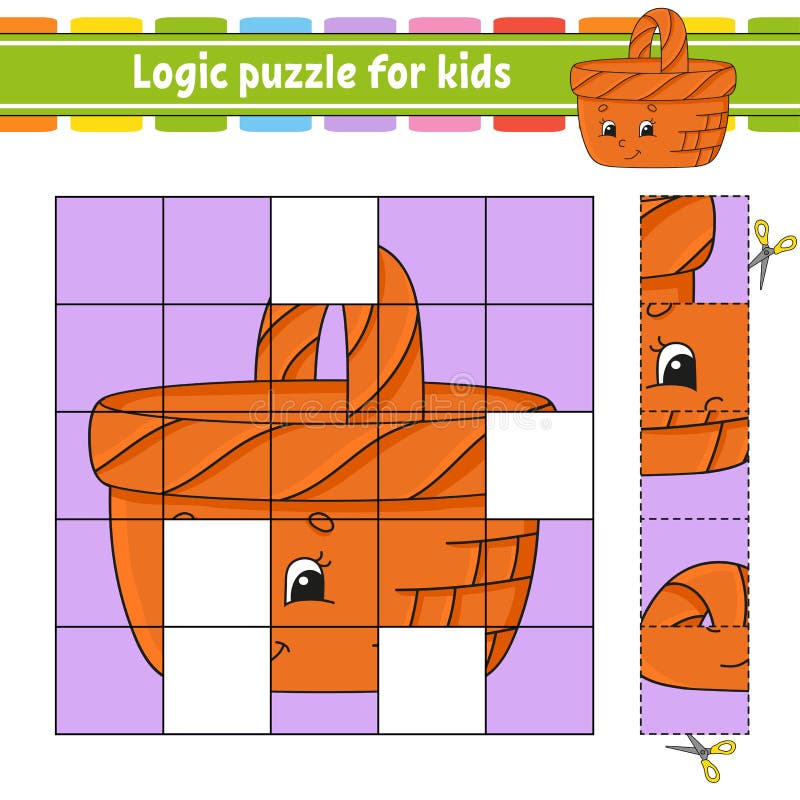 Jogo de quebra-cabeça para educação infantil. planilha de desenvolvimento  de educação. jogo para crianças. página de atividade.