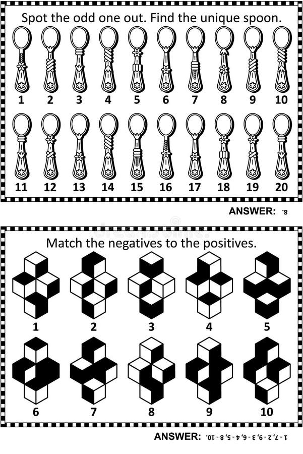 Jogos De Cérebro Abstratos Ou Puzzles Visuais Ilustração do Vetor