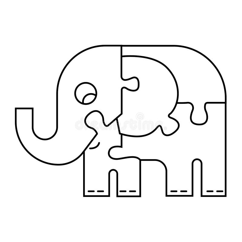 jogo de papel educativo fácil para crianças. quebra-cabeça infantil simples  com cabeça de elefante engraçada 4651489 Vetor no Vecteezy