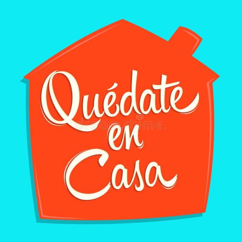 Quedate en casa stă la design-ul vectorului text spaniol acasă. royalty free illustration