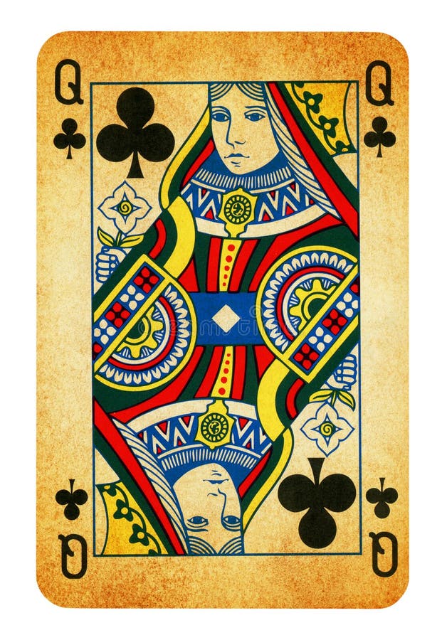 Queen of Clubs Playing Card - Isolated on White Stock Image - Image of ...