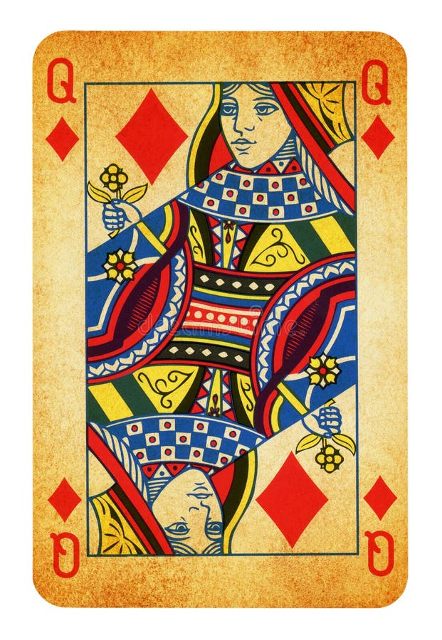 Queen of Diamonds Playing Card Isolated on White Stock Image - Image of ...