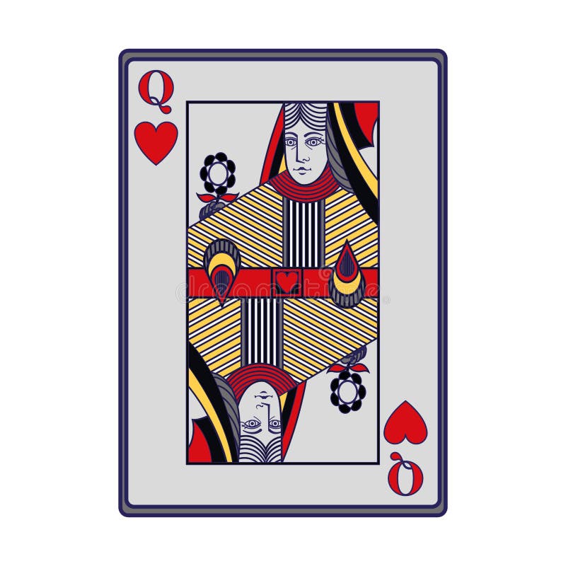Queen of Hearts Card Icon, Flat Design Stock Vector - Illustration of ...