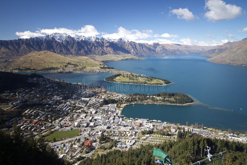 View of Lake Wakatipu, The Remarkables mountains and Queenstown New Zealand. View of Lake Wakatipu, The Remarkables mountains and Queenstown New Zealand