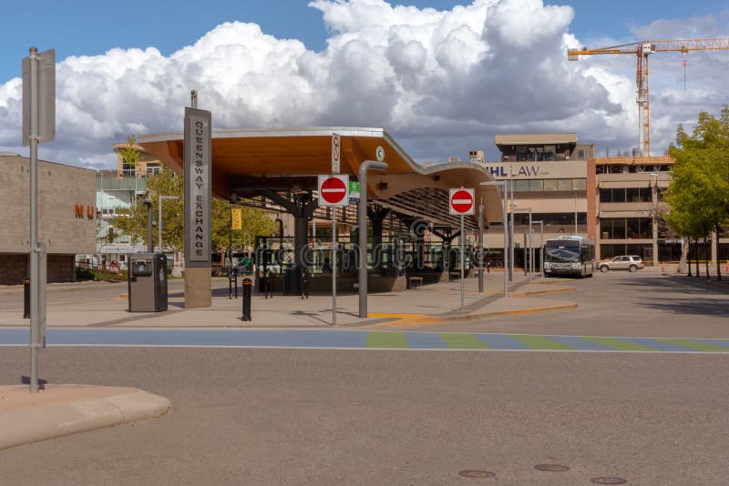 Kelowna, BC, Canada - July 13, 2020: Queensway Exchange in Kelowna, BC, Canada. Kelowna, BC, Canada - July 13, 2020: Queensway Exchange in Kelowna, BC, Canada