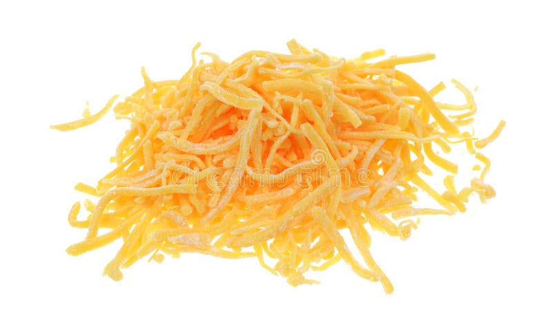 Queijo cheddar Shredded no branco fotos de stock royalty free Queijo cheddar Shredded no branco fotos de stock royalty free