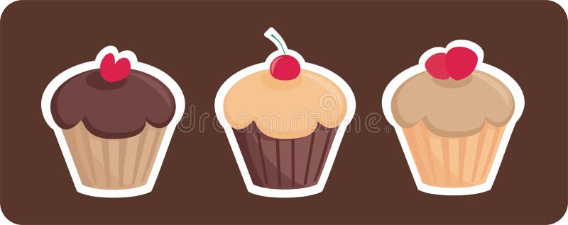 Bolinho doce com chocolate e toffee - cupcakes ilustração royalty free