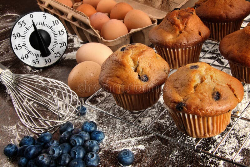 Muffins de mirtilo caseiros imagem de stock