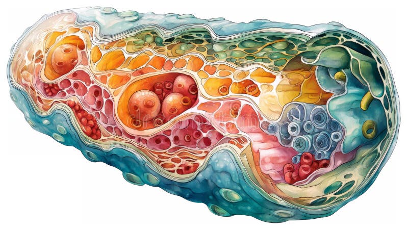 Querschnitt einer Zellmembran in Aquarell lizenzfreie stockfotografie
