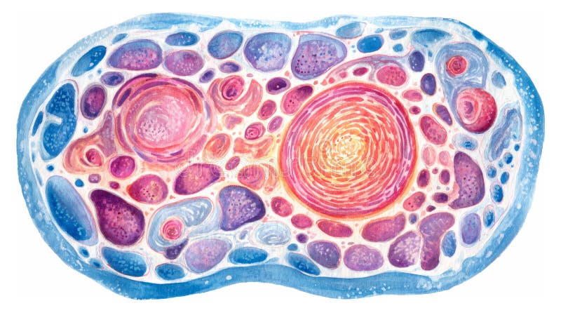 Querschnitt einer Zellmembran in Aquarell lizenzfreie stockfotografie