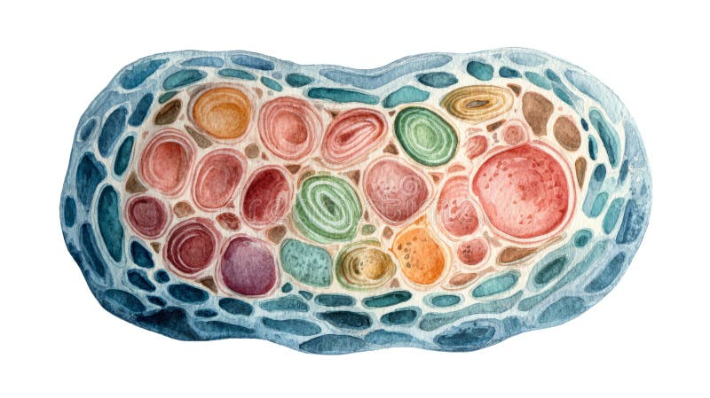 Querschnitt einer Zellmembran in Aquarell stockbilder