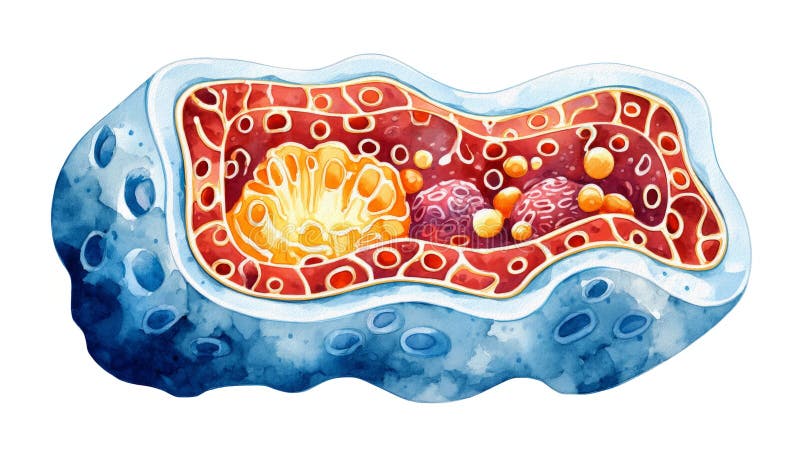 Querschnitt einer Zellmembran in Aquarell stockfotos