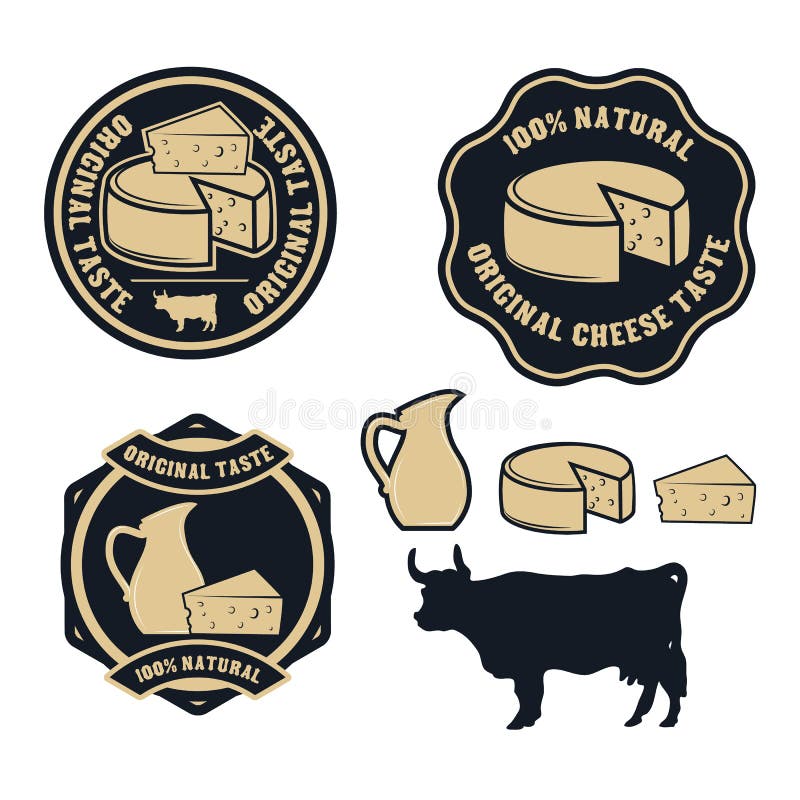 Logotipo Del Vector Del Queso Fresco, Etiqueta O Concepto De Diseño De