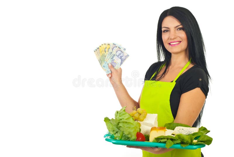 Queso de ofrecimiento del quesero al precio bajo imágenes de archivo libres de regalías Queso de ofrecimiento del quesero al precio bajo imágenes de archivo libres de regalías