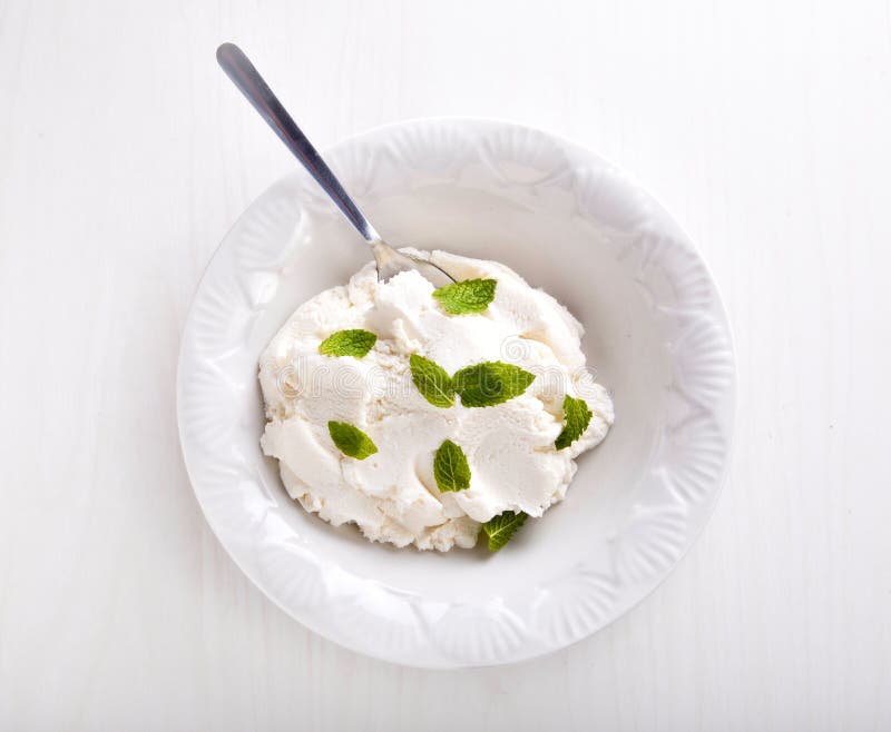 Ricotta con menta fresca imagen de archivo