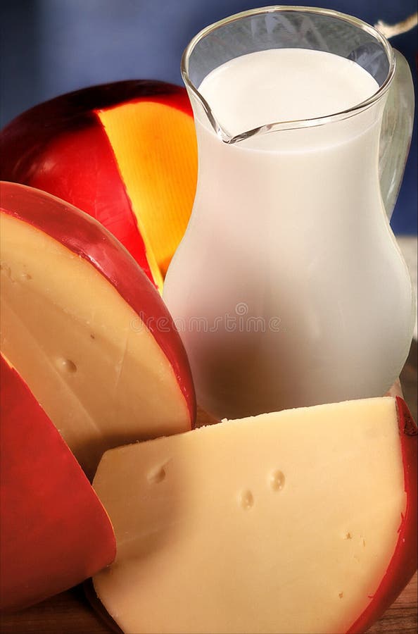 Still-life with cheese and milk. Still-life with cheese and milk