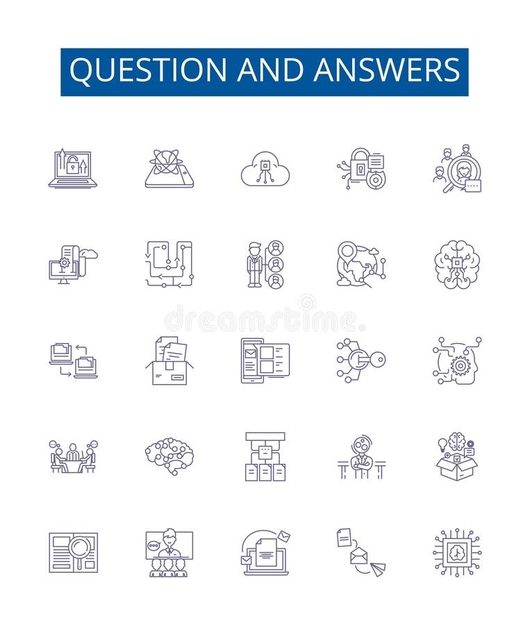 Question and answers line icons signs set. Design collection of Questions, Answers, Quiz, Inquiry, Reply, Answerable vector illustration