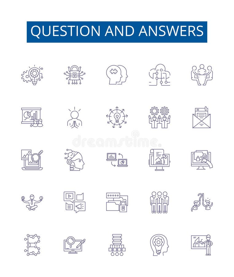 Question and answers line icons signs set. Design collection of Questions, Answers, Quiz, Inquiry, Reply, Answerable royalty free illustration