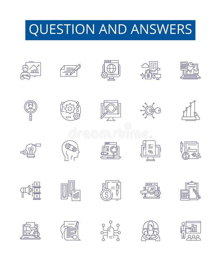 Question and answers line icons signs set. Design collection of Questions, Answers, Quiz, Inquiry, Reply, Answerable royalty free illustration